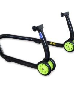 Caballete trasero universal Bihr. Color negro y ruedas fluor