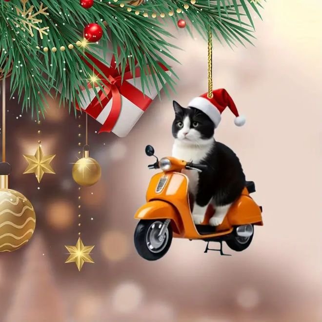 Colgante Elegante de Gato en Motocicleta de Acrílico colgante elegante de gato en motocicleta de acrílico
