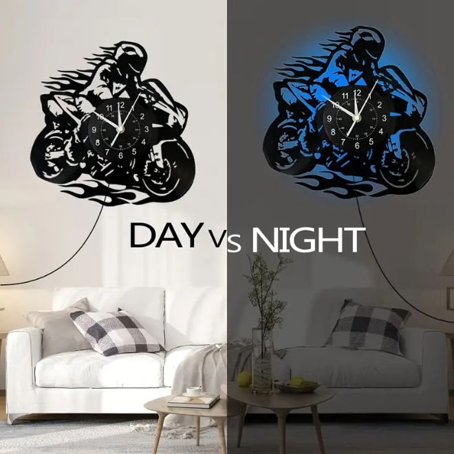 reloj de pared reloj de pared de disco de vinilo reloj de pared con temática de motocicleta reloj silencioso